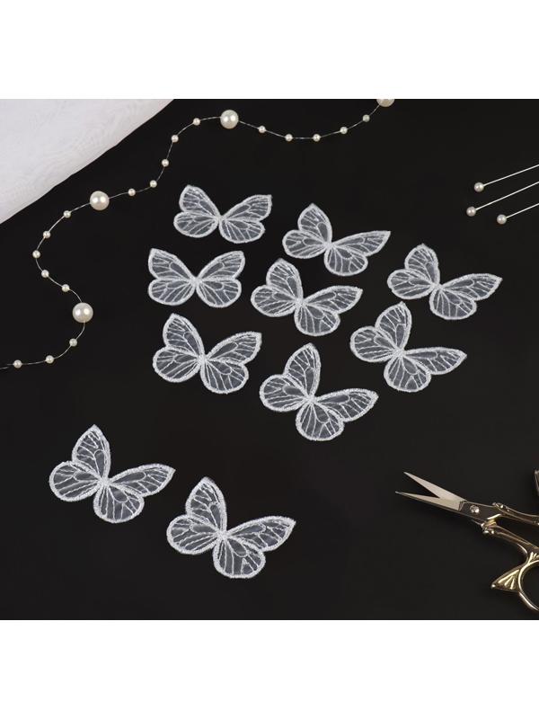 Вязаные элементы «Бабочки», 3,5 × 4 см, 10 шт, цвет белый