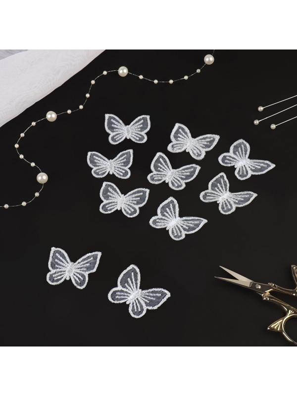 Вязаные элементы «Бабочки», 2,5 × 2,5 см, 10 шт, цвет белый