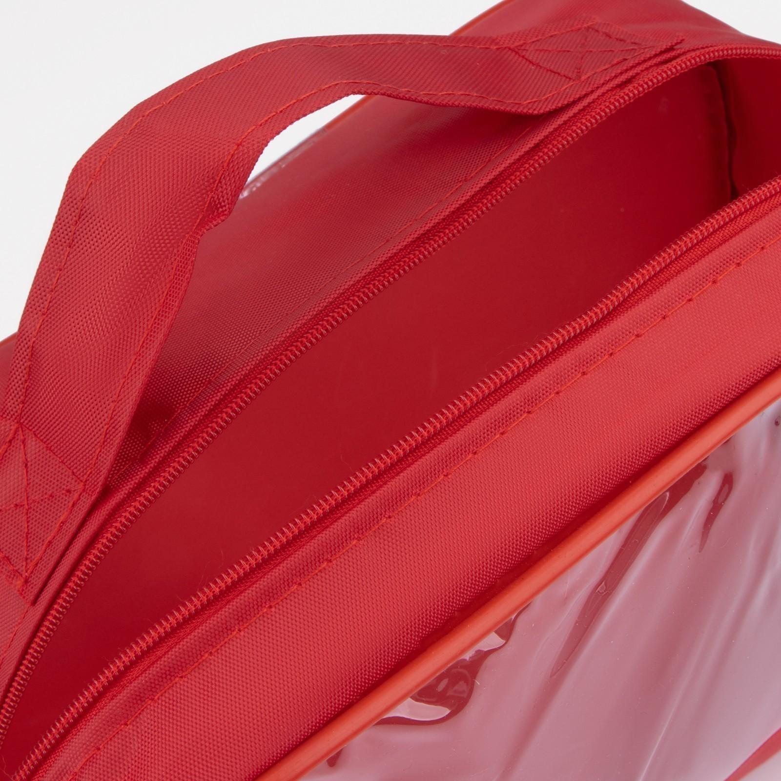 Косметичка на молнии, с ручкой, цвет красный