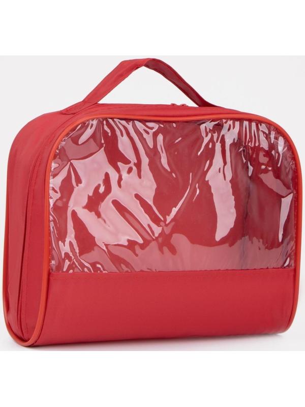 Косметичка на молнии, с ручкой, цвет красный