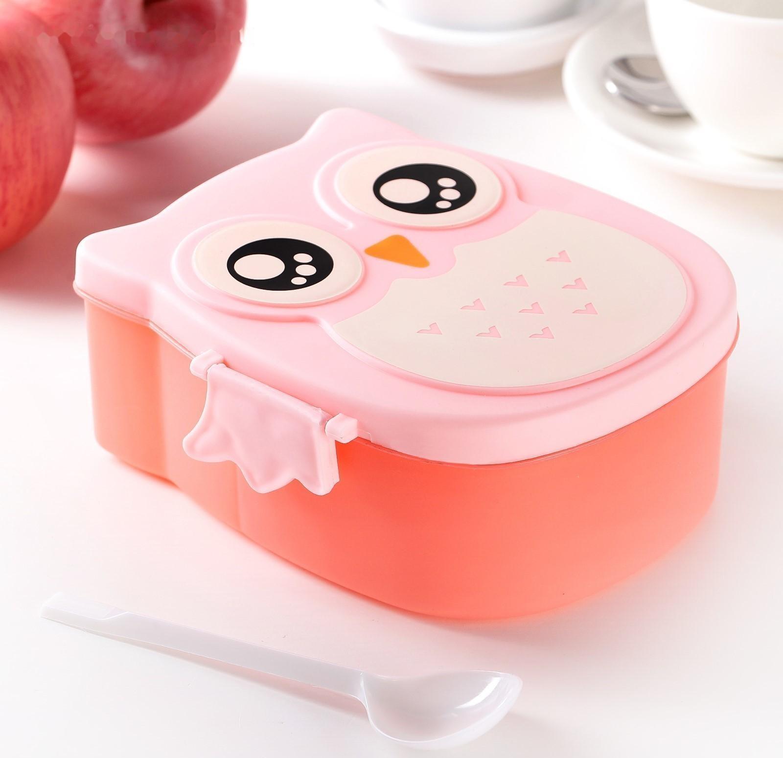 Ланч-бокс пластиковый «Совушка», 2 отделения: 300 мл, 450 мл, с ложкой, цвет МИКС