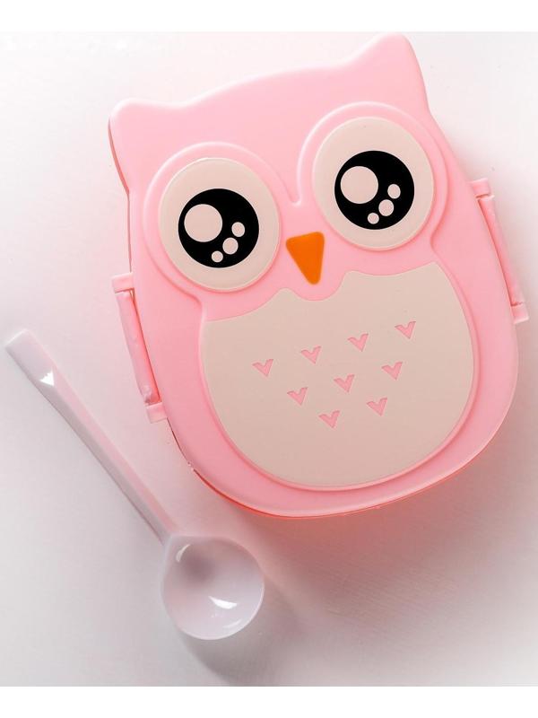 Ланч-бокс пластиковый «Совушка», 2 отделения: 300 мл, 450 мл, с ложкой, цвет МИКС