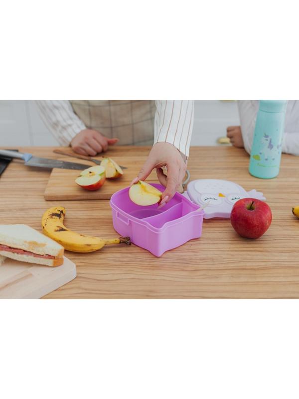 Ланч-бокс пластиковый «Совушка», 2 отделения: 300 мл, 450 мл, с ложкой, цвет МИКС