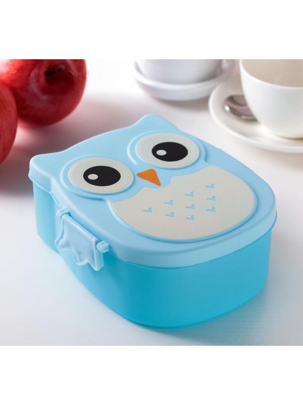 Ланч-бокс пластиковый «Совушка», 2 отделения: 300 мл, 450 мл, с ложкой, цвет МИКС