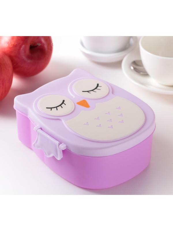 Ланч-бокс пластиковый «Совушка», 2 отделения: 300 мл, 450 мл, с ложкой, цвет МИКС