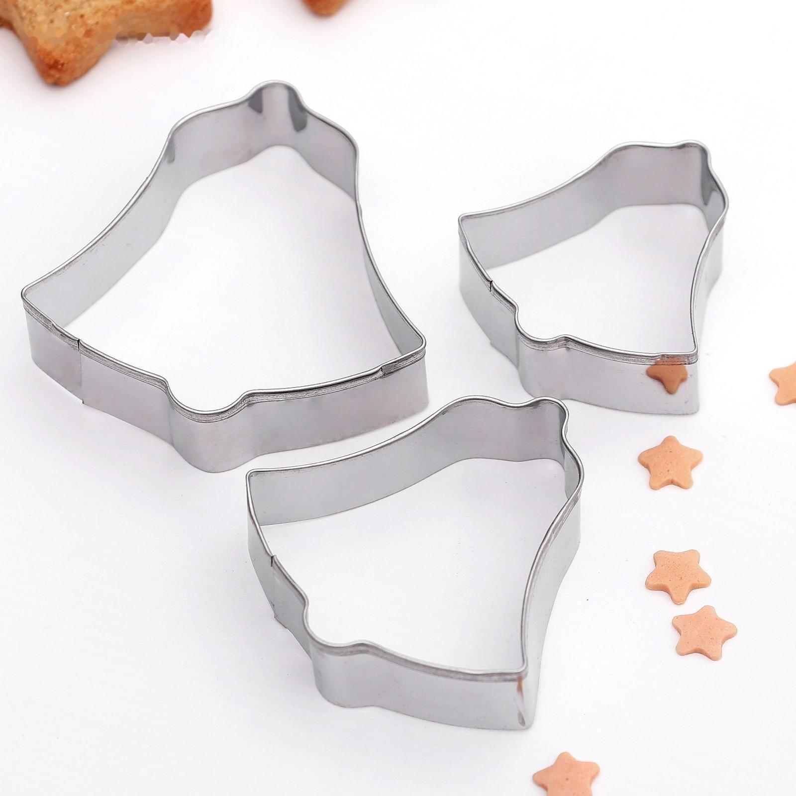 Набор форм для вырезания печенья Доляна «Колокольчик», 3 шт, 6×6 см, цвет хромированный