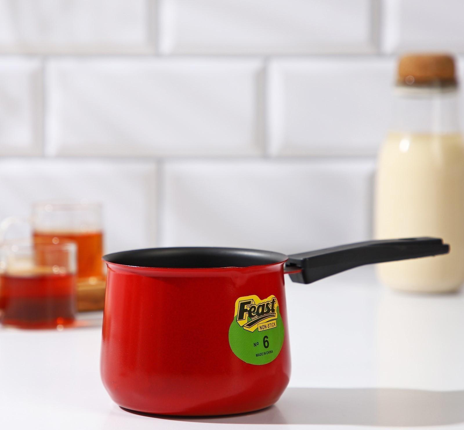 Турка «Корсика», 450 мл, 20×9,5×7,5 см, пластиковая ручка, антипригарное покрытие, цвет чёрный