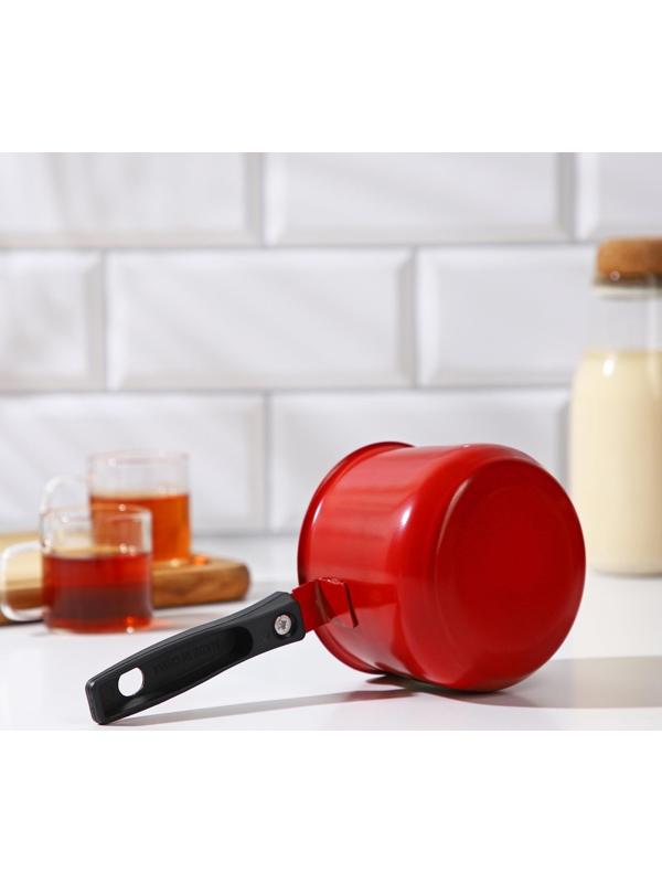 Турка «Корсика», 450 мл, 20×9,5×7,5 см, пластиковая ручка, антипригарное покрытие, цвет чёрный