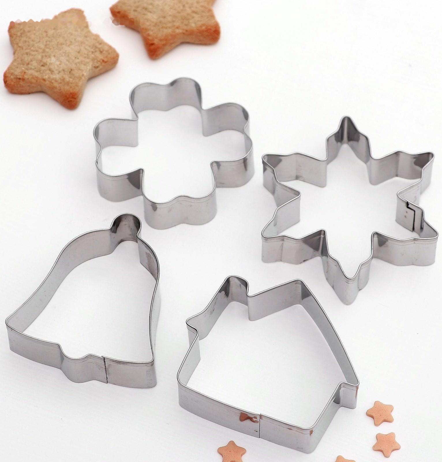 Набор форм для вырезания печенья Доляна «Снежинка. Домик. Колокольчик. Клевер», 4 шт