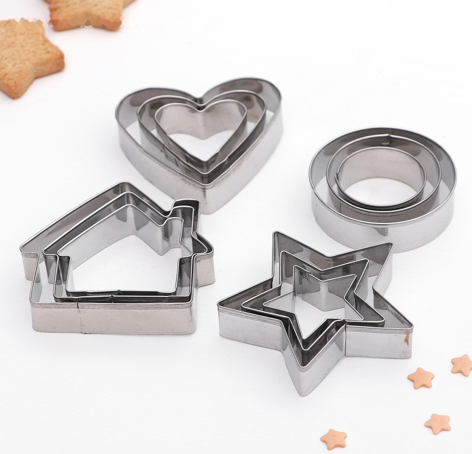 Набор форм для вырезания печенья Доляна «Домик, круг, сердце, звезда», 12 шт, цвет хромированный