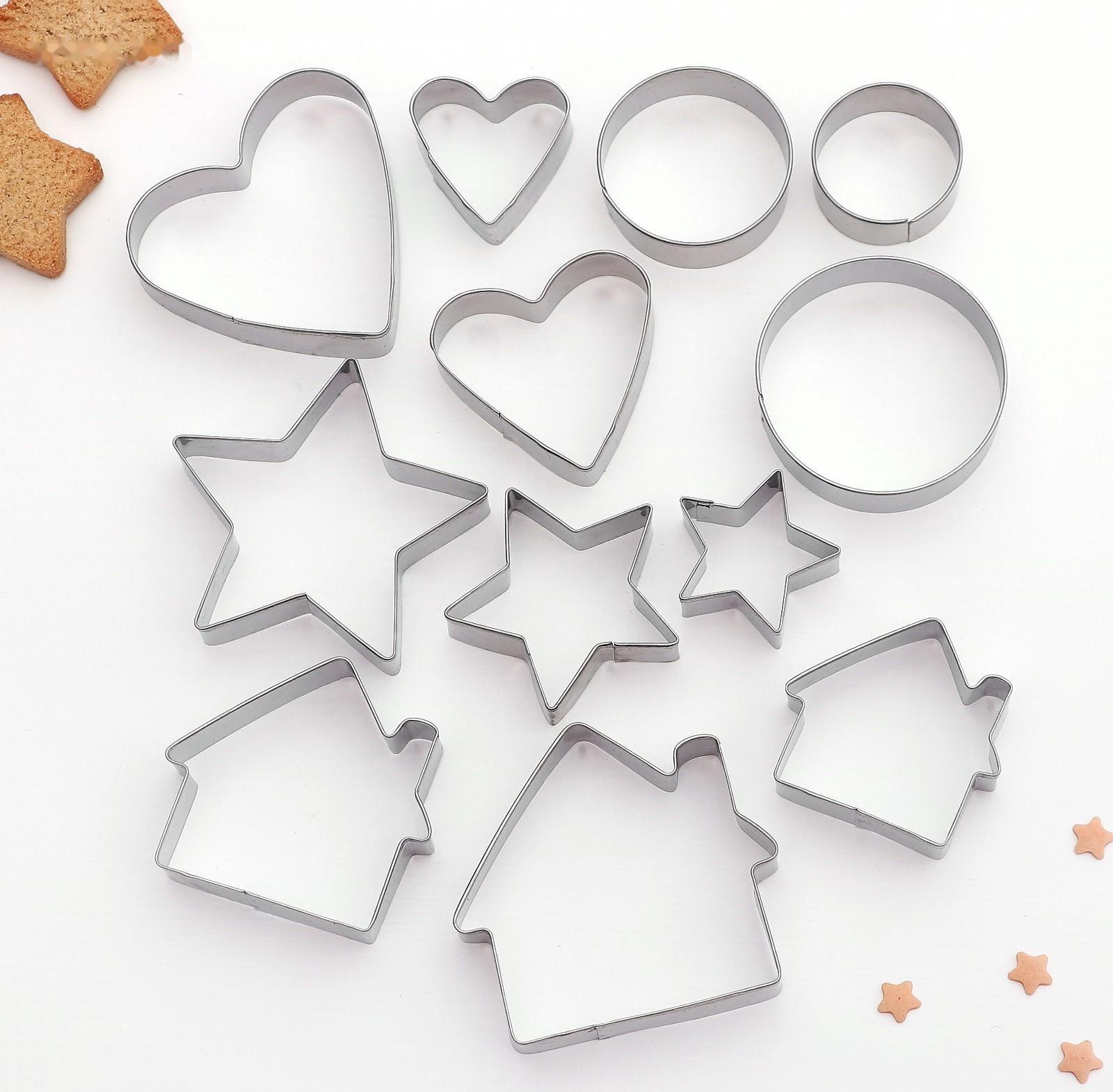 Набор форм для вырезания печенья Доляна «Домик, круг, сердце, звезда», 12 шт, цвет хромированный