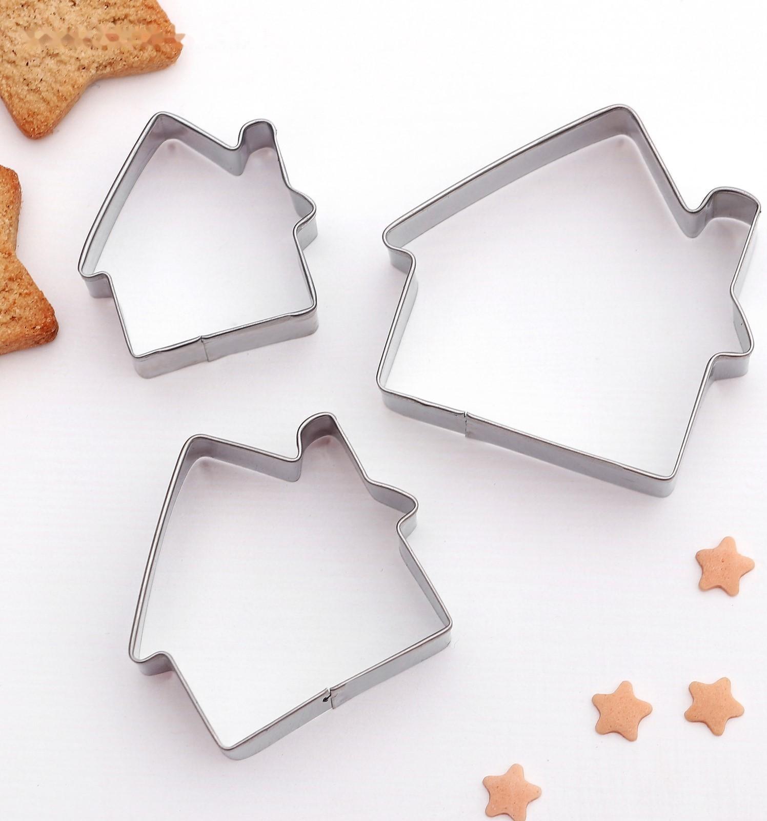 Набор форм для вырезания печенья «Дом», 3 шт, 7×6,5×1,5 см, цвет хромированный