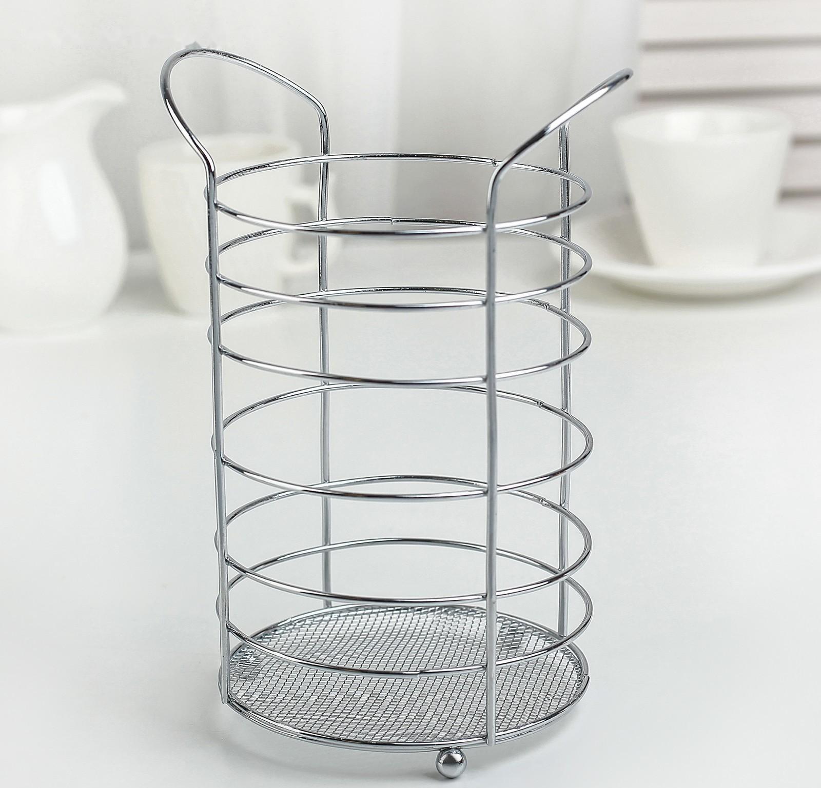 Сушилка для столовых приборов Доляна, 10×10×18 см, цвет хром