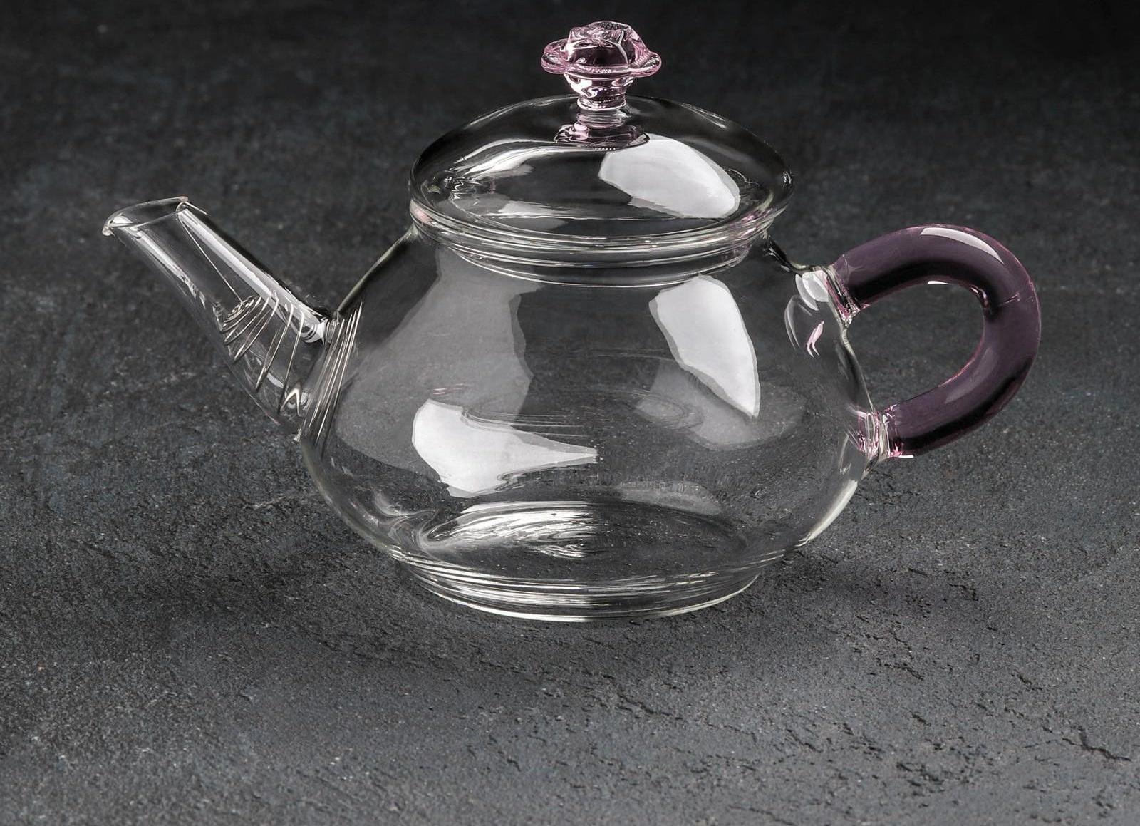 Чайник стеклянный заварочный «Валенсия с розой», 250 мл, металлическое сито