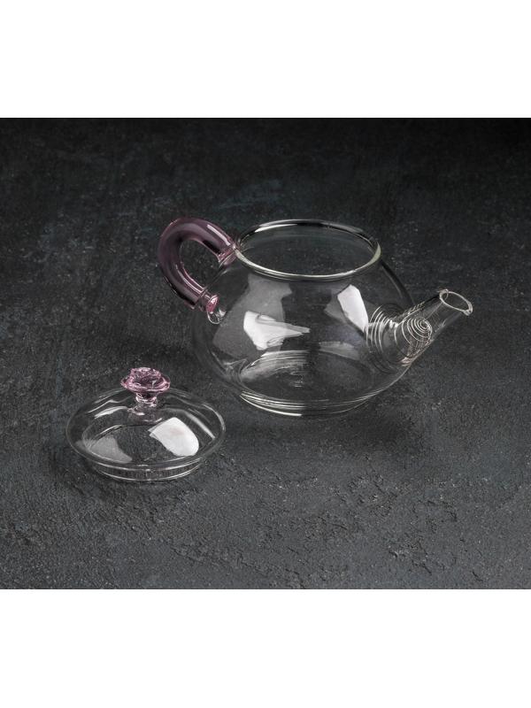 Чайник стеклянный заварочный «Валенсия с розой», 250 мл, металлическое сито