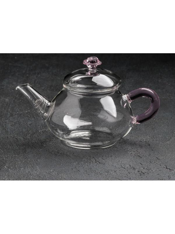 Чайник стеклянный заварочный «Валенсия с розой», 250 мл, металлическое сито