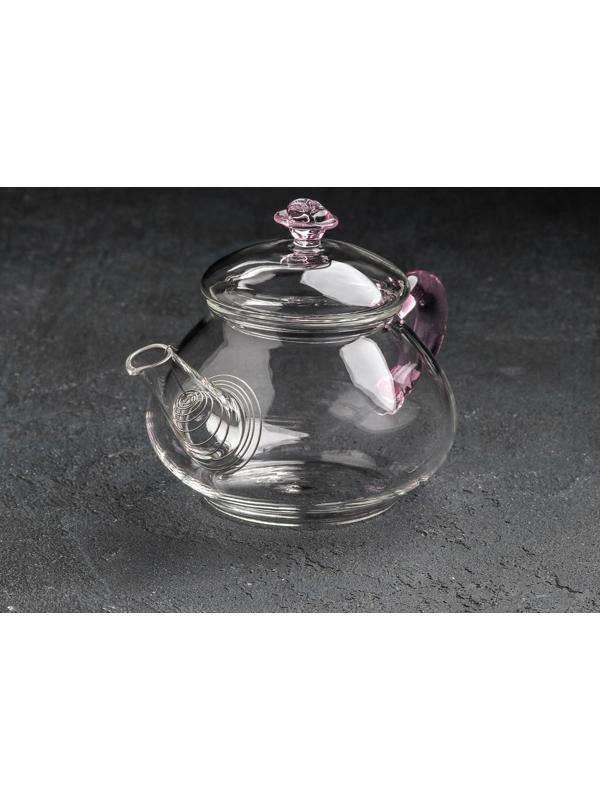 Чайник стеклянный заварочный «Валенсия с розой», 250 мл, металлическое сито