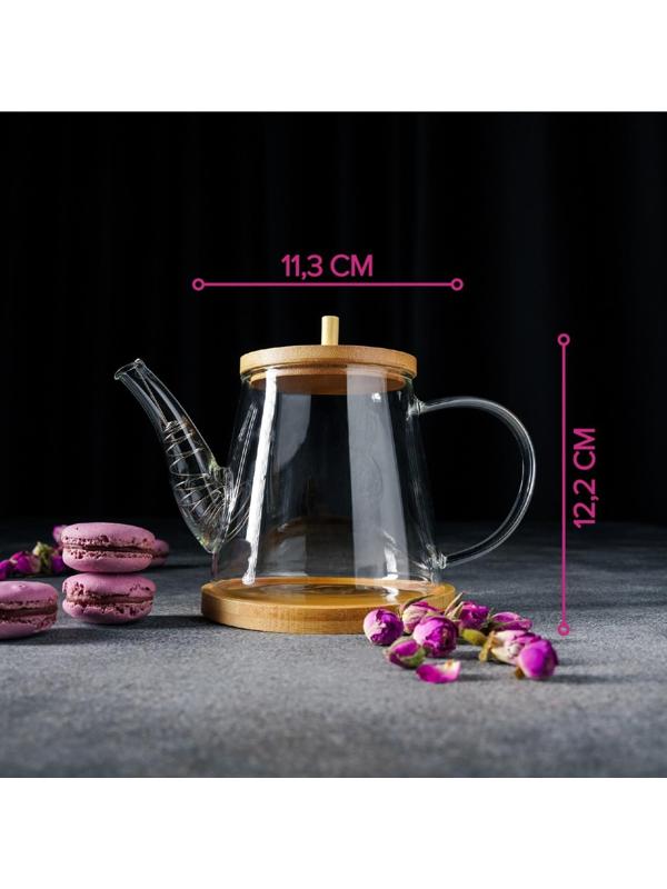 Чайник стеклянный заварочный Magistro «Бамбук», 600 мл