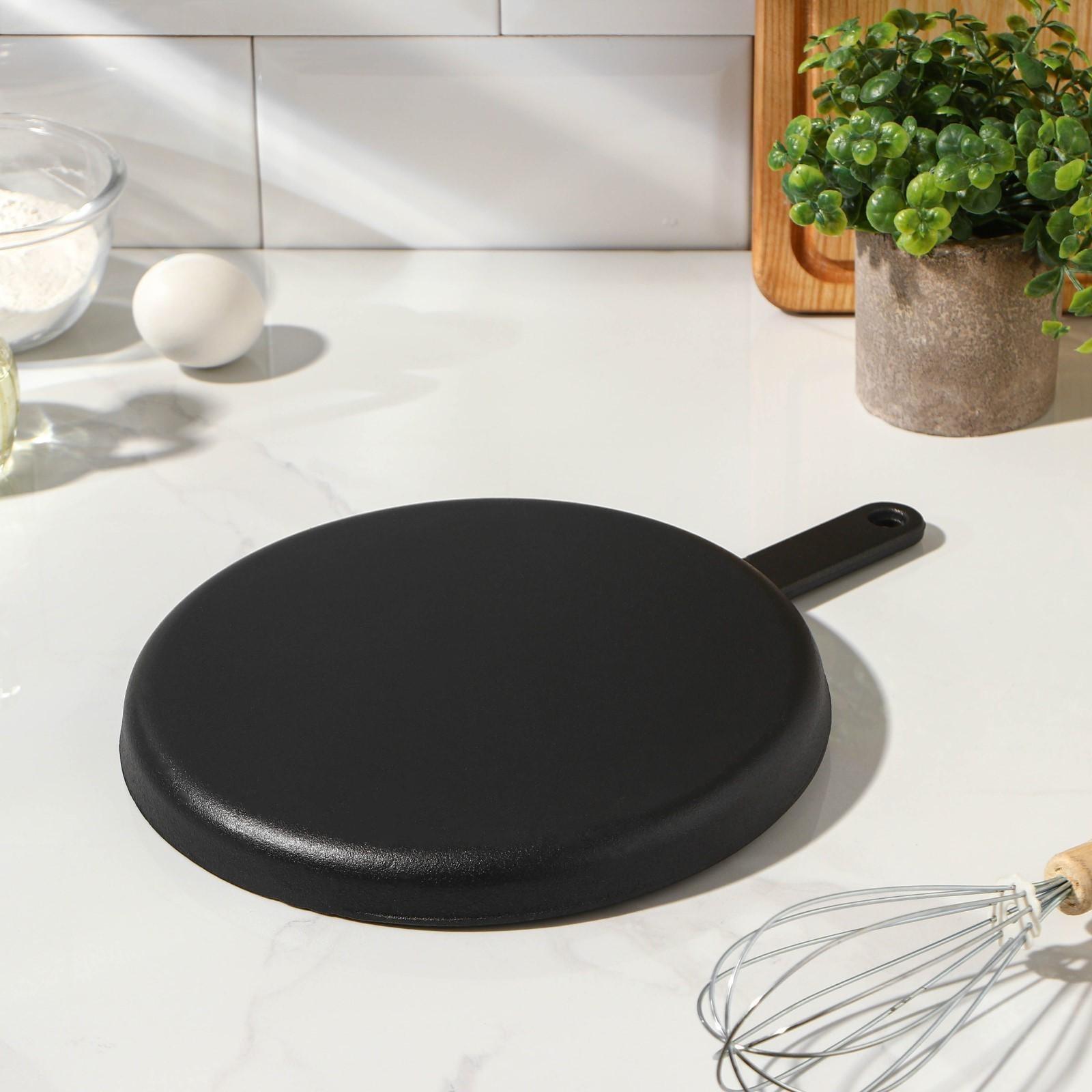 Сковорода блинная чугунная «Круг», d=24 см, чугунная ручка