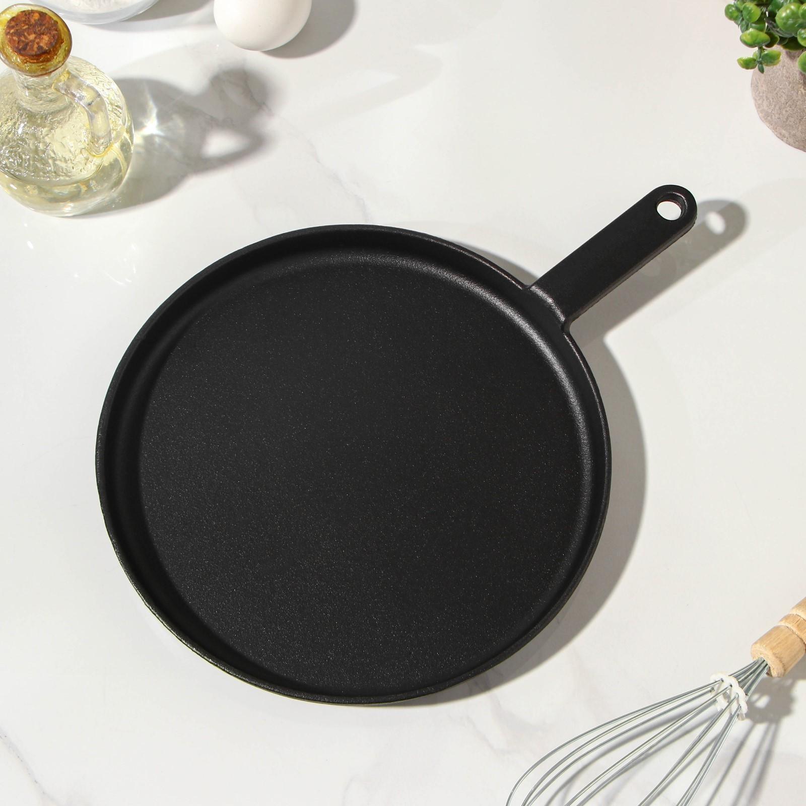 Сковорода блинная чугунная «Круг», d=24 см, чугунная ручка