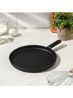 Сковорода блинная чугунная «Круг», d=24 см, чугунная ручка