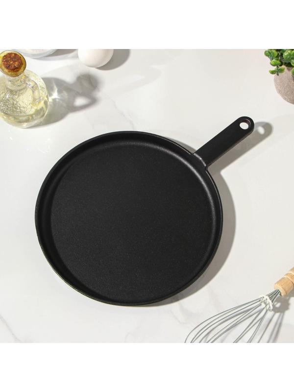 Сковорода блинная чугунная «Круг», d=24 см, чугунная ручка