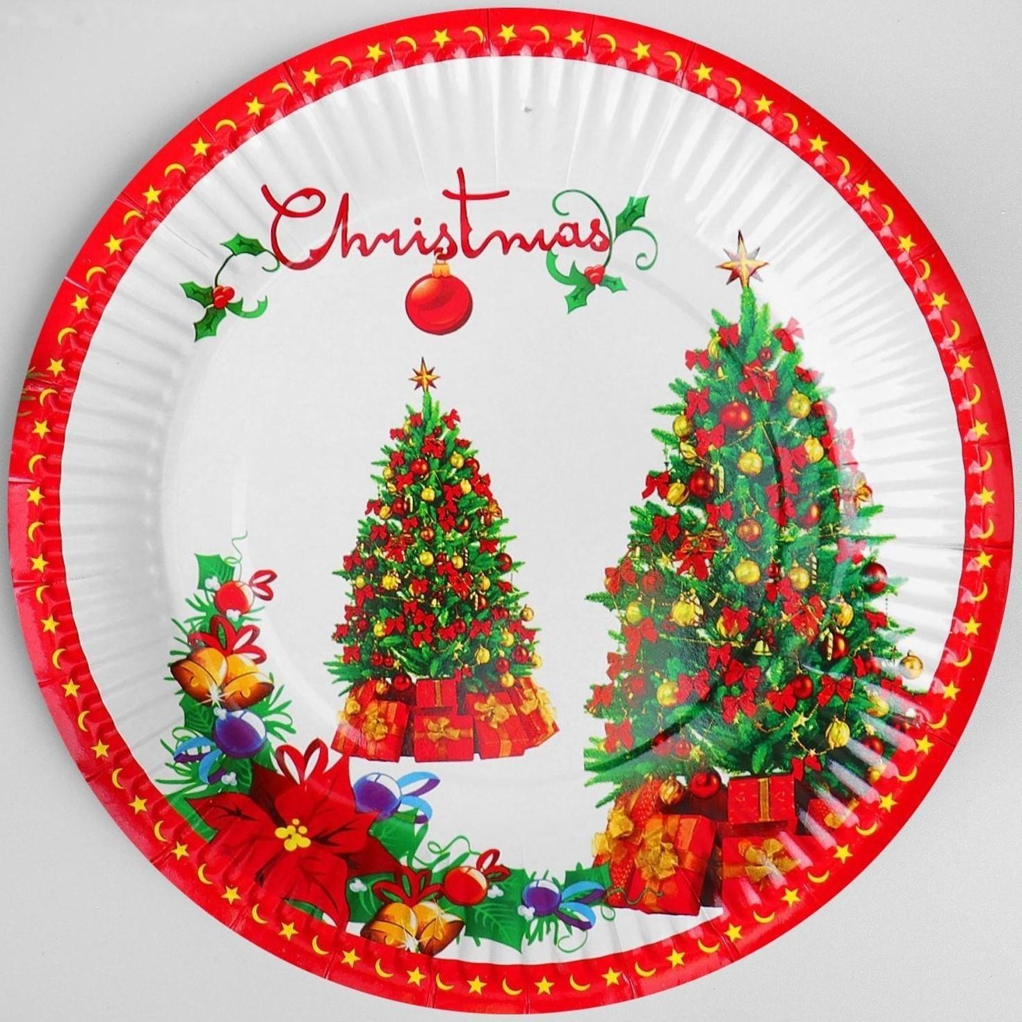 Тарелка бумажная «Ёлка с подарками», набор 6 шт.