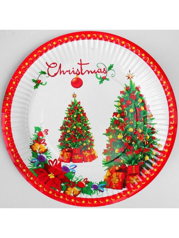 Тарелка бумажная «Ёлка с подарками», набор 6 шт.