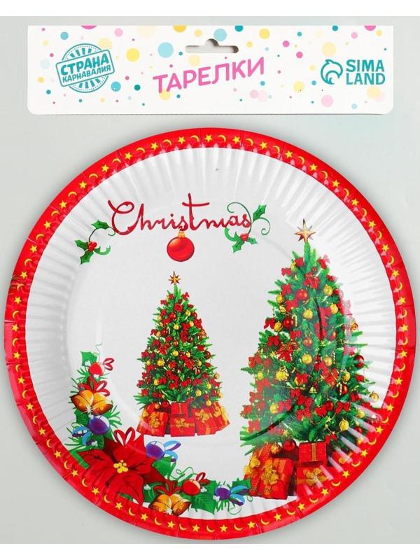 Тарелка бумажная «Ёлка с подарками», набор 6 шт.