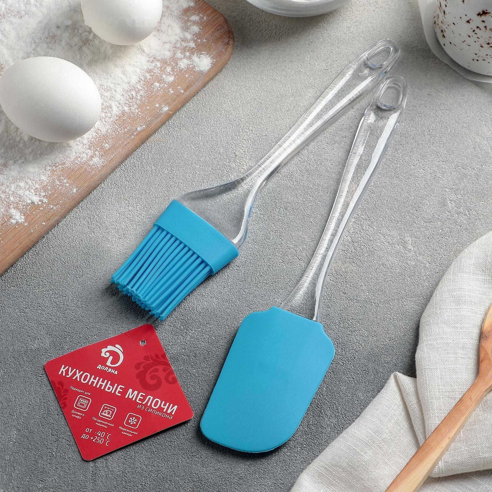 Набор для выпечки Доляна «Лёд», 2 предмета: лопатка 24 см, кисть 21 см, цвет МИКС