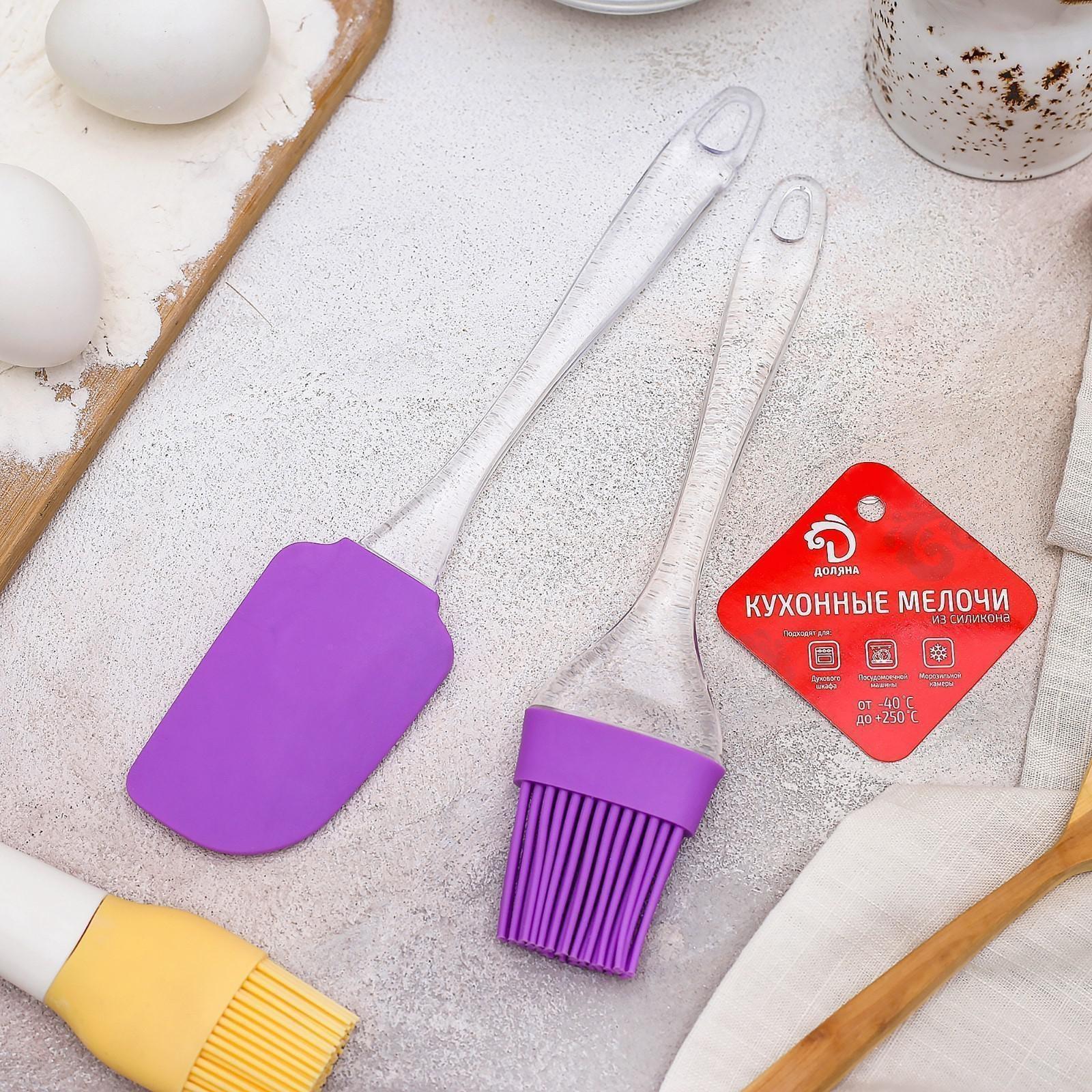 Набор для выпечки Доляна «Лёд», 2 предмета: лопатка 24 см, кисть 21 см, цвет МИКС