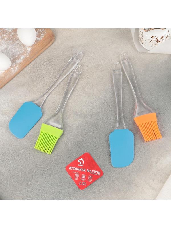 Набор для выпечки Доляна «Лёд», 2 предмета: лопатка 24 см, кисть 21 см, цвет МИКС