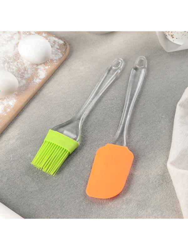 Набор для выпечки Доляна «Лёд», 2 предмета: лопатка 24 см, кисть 21 см, цвет МИКС