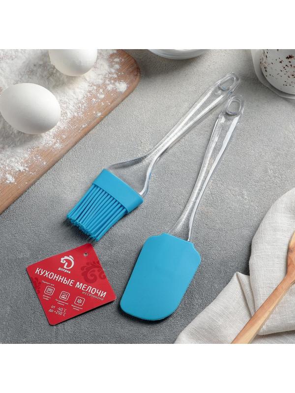 Набор для выпечки Доляна «Лёд», 2 предмета: лопатка 24 см, кисть 21 см, цвет МИКС