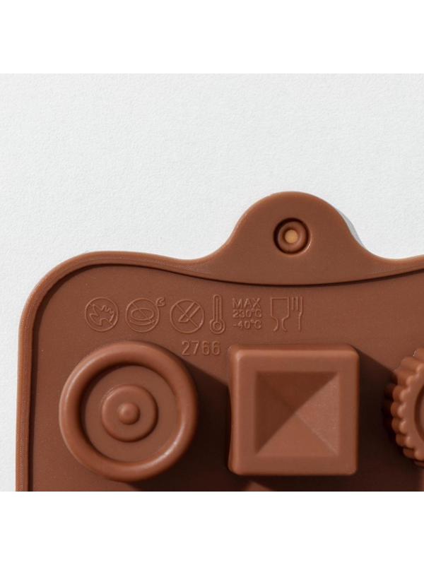 Форма для льда и кондитерских украшений Доляна «Кружочки, квадратики», 21,5×10,4 см, 15 ячеек, цвет МИКС