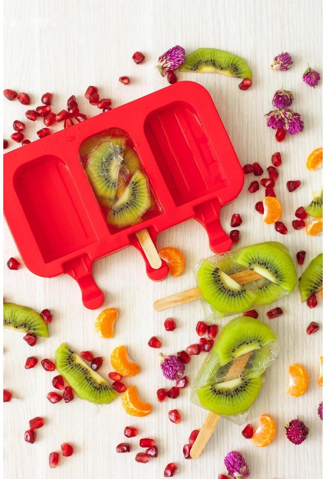 Форма для мороженого «Эскимо макси», 19,5×14,5×2,5 см, 3 ячейки (8,2×4,6 см), цвет МИКС