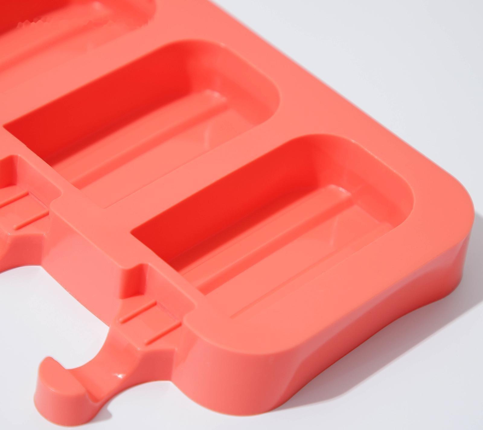 Форма для мороженого «Эскимо макси», 19,5×14,5×2,5 см, 3 ячейки (8,2×4,6 см), цвет МИКС