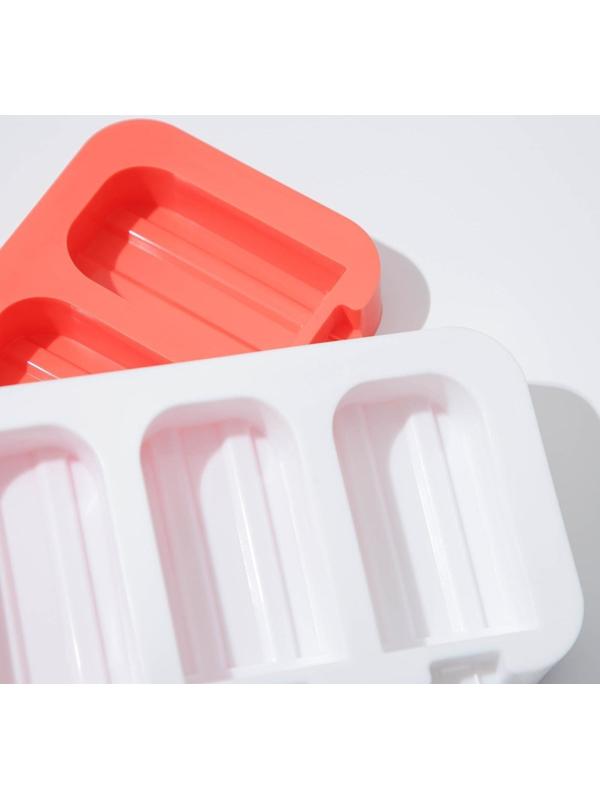 Форма для мороженого «Эскимо макси», 19,5×14,5×2,5 см, 3 ячейки (8,2×4,6 см), цвет МИКС