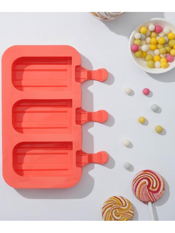 Форма для мороженого «Эскимо макси», 19,5×14,5×2,5 см, 3 ячейки (8,2×4,6 см), цвет МИКС