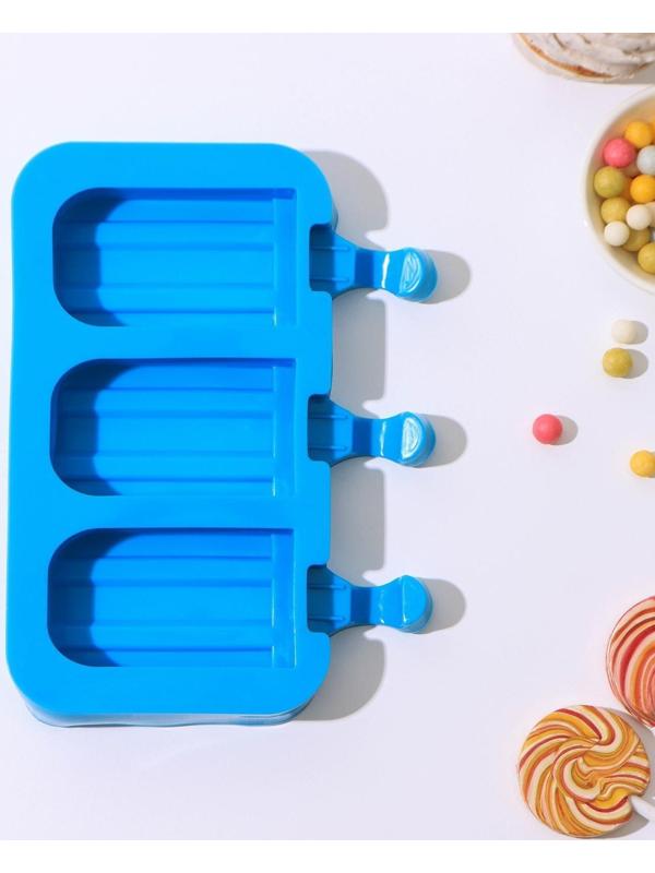 Форма для мороженого «Эскимо макси», 19,5×14,5×2,5 см, 3 ячейки (8,2×4,6 см), цвет МИКС