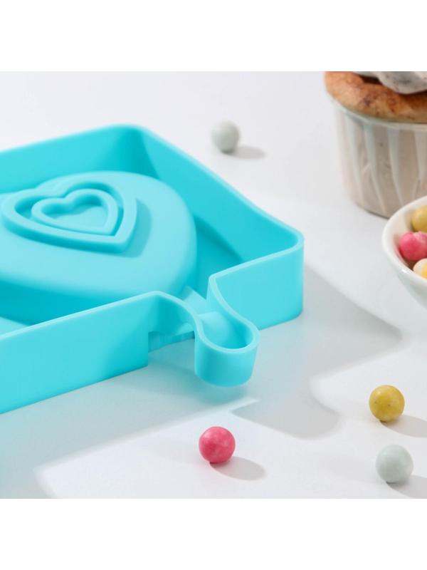 Форма для мороженого «Сердечко», 19,5×14,5 см, 2 ячейки (8,4×9 см), цвет МИКС