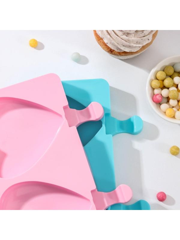 Форма для мороженого «Сердечко», 19,5×14,5 см, 2 ячейки (8,4×9 см), цвет МИКС