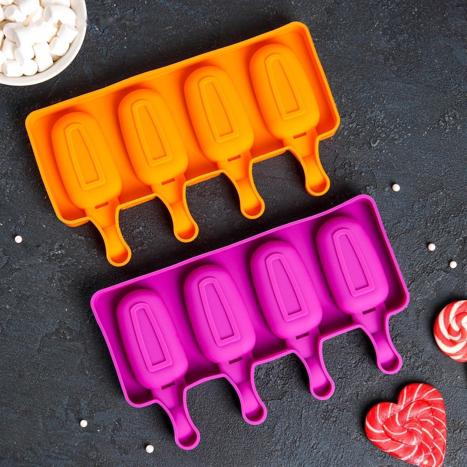 Форма для мороженого «Эскимо малое», 21,5×12,5×2 см, 4 ячейки (7×3,8 см), цвет МИКС