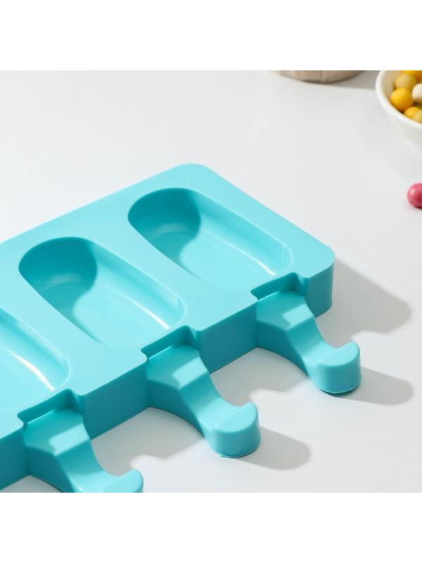 Форма для мороженого «Эскимо малое», 21,5×12,5×2 см, 4 ячейки (7×3,8 см), цвет МИКС