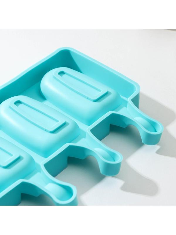 Форма для мороженого «Эскимо малое», 21,5×12,5×2 см, 4 ячейки (7×3,8 см), цвет МИКС