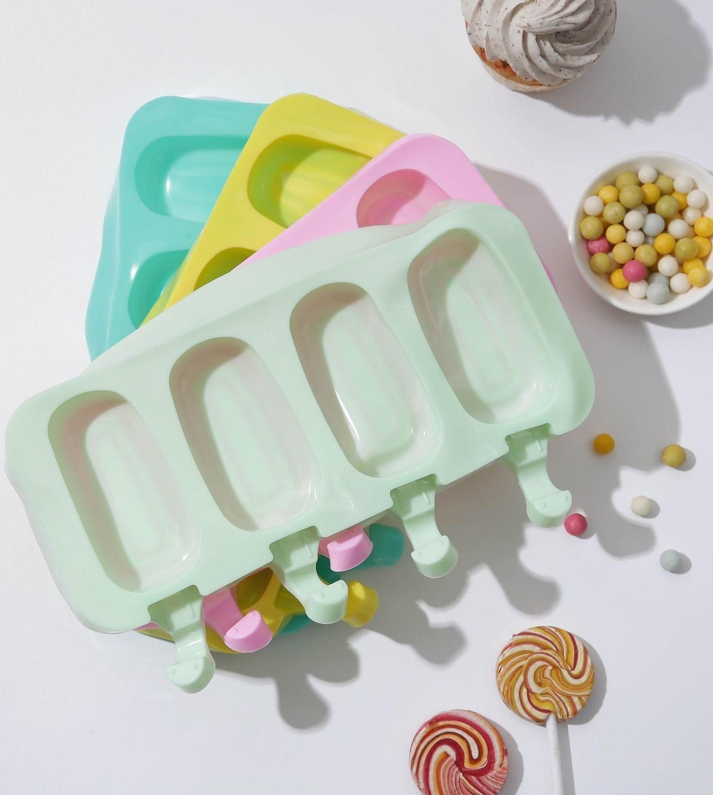 Форма для мороженого «Эскимо классика», 25,8×14,5×2,5 см, 4 ячейки, цвет МИКС