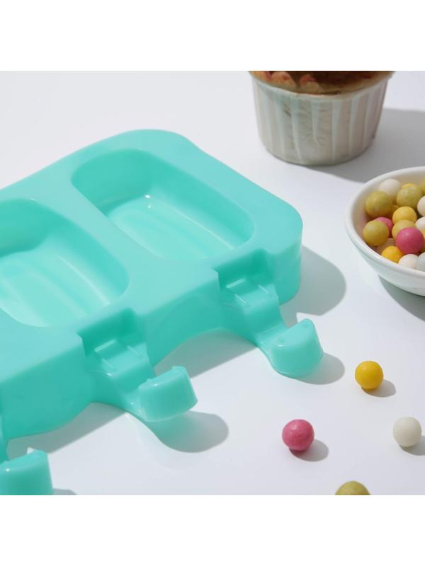 Форма для мороженого «Эскимо классика», 25,8×14,5×2,5 см, 4 ячейки, цвет МИКС