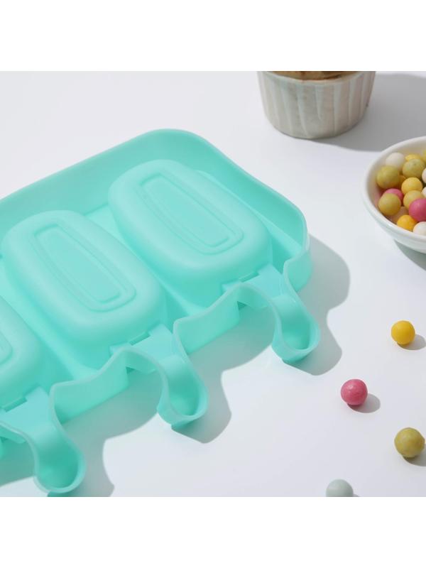 Форма для мороженого «Эскимо классика», 25,8×14,5×2,5 см, 4 ячейки, цвет МИКС