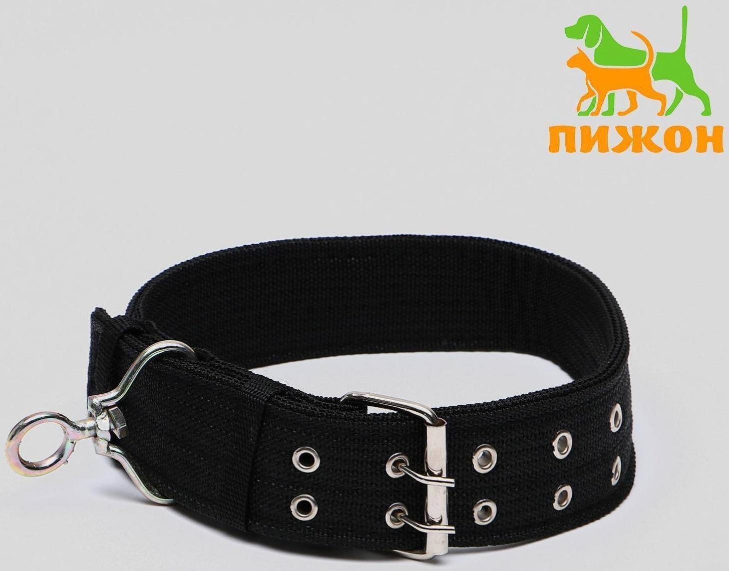 Ошейник четырехслойный с вертлюгом, 80 х 4,9 см, ОШ 64-74 см, полиэстер, чёрный