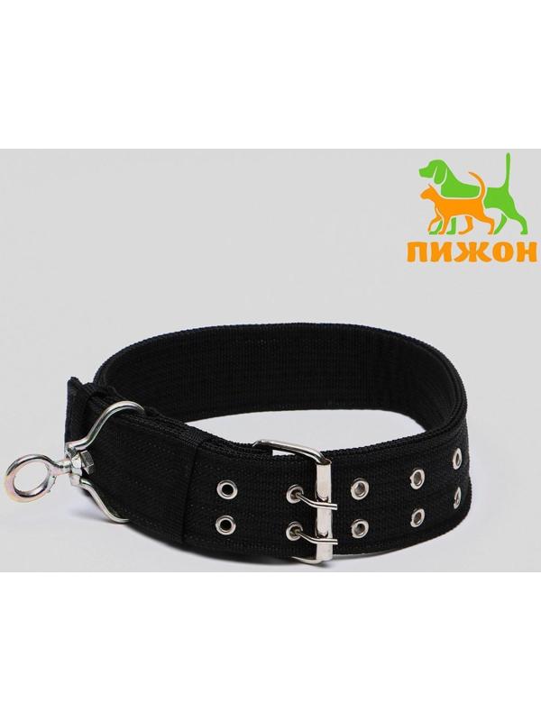 Ошейник четырехслойный с вертлюгом, 80 х 4,9 см, ОШ 64-74 см, полиэстер, чёрный